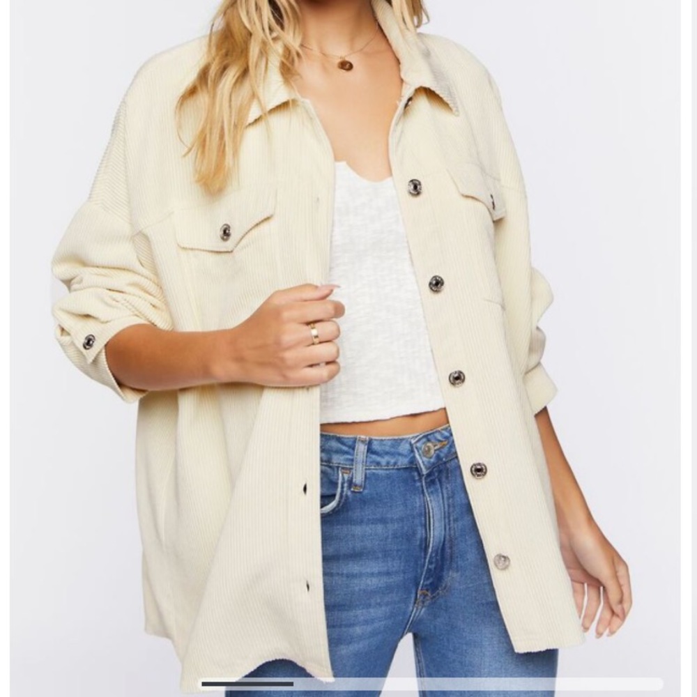 Corduroy Button up Shacket in light purple/grey color